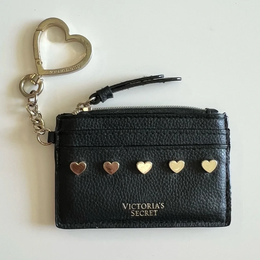VTG Victoria’s Secret Black Heart Stud Card Case Keychain